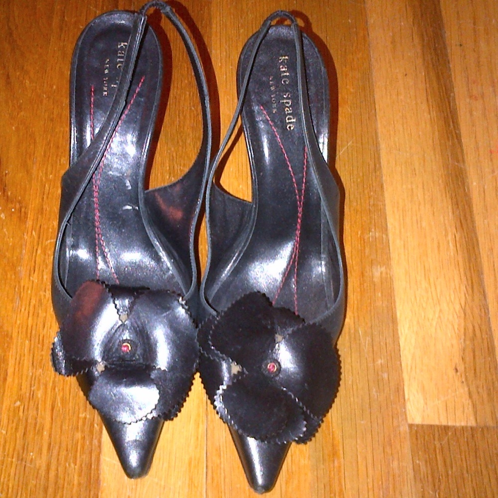 Kate Spade vintage black leather flower 8